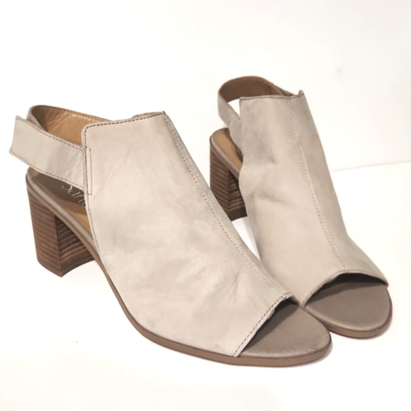 Franco Sarto Helix Leather Taupe Peep Toe Heels Size 9M EUC! - Picture 9 of 9